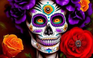 women with  makeup face tattoos halloween for the celebration of mexican festival day of the dead dia de los photo