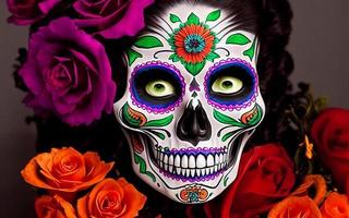 DAY OF THE DEAD TEMPORARY TATTOOS FROM AMAZON DIA DE LOS MUERTOS SUGAR  SKULL  Sheets Floral Day Of The Dead Sugar Skull Temporary Face Tattoos  For Halloweenqq  tkgovba