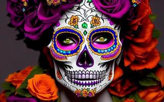 mujeres con maquillaje cara tatuajes halloween para la celebración del festival mexicano día de los muertos dia de los foto