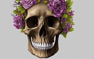 Skull covered with flowers for day of the dead mexican festival creative illustration photo