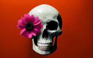 Skull with flowers spooky creative for dia de los muertos day of the dead halloween photo