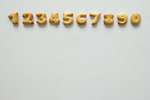 The numbers from the cookies on the white background. photo