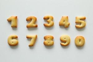 The numbers from the cookies on the white background. photo