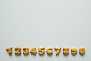 The numbers from the cookies on the white background. photo