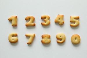 The numbers from the cookies on the white background. photo