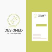 Business Logo for Disc. dj. phonograph. record. vinyl. Vertical Green Business .Visiting Card template. Creative background vector illustration