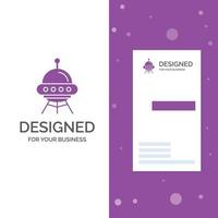 Business Logo for space ship. space. ship. rocket. alien. Vertical Purple Business .Visiting Card template. Creative background vector illustration