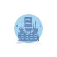 Article. blog. story. typewriter. writer Glyph Icon. vector