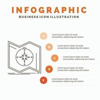 Direction. explore. map. navigate. navigation Infographics Template for Website and Presentation. Line Gray icon with Orange infographic style vector illustration