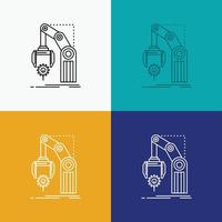 Automation. factory. hand. mechanism. package Icon Over Various Background. Line style design. designed for web and app. Eps 10 vector illustration