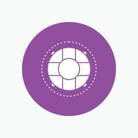 Help. life. lifebuoy. lifesaver. preserver White Glyph Icon in Circle. Vector Button illustration
