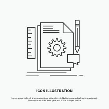 Creative. design. develop. feedback. support Icon. Line vector gray symbol for UI and UX. website or mobile application