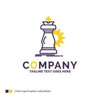 Company Name Logo Design For strategy. chess. horse. knight. success. Purple and yellow Brand Name Design with place for Tagline. Creative Logo template for Small and Large Business. vector
