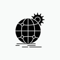 international. business. globe. world wide. gear Glyph Icon. Vector isolated illustration