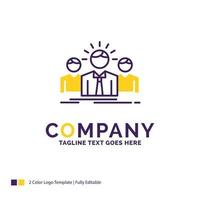 Company Name Logo Design For Business. career. employee. entrepreneur. leader. Purple and yellow Brand Name Design with place for Tagline. Creative Logo template for Small and Large Business. vector