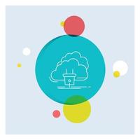 Cloud. connection. energy. network. power White Line Icon colorful Circle Background vector