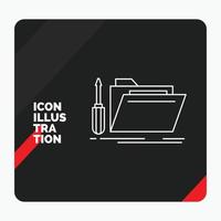 Red and Black Creative presentation Background for folder. tool. repair. resource. service Line Icon vector