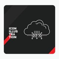 Red and Black Creative presentation Background for cloud. computing. data. hosting. network Line Icon vector
