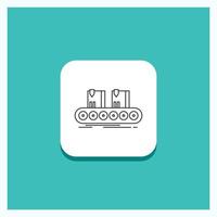Round Button for Belt. box. conveyor. factory. line Line icon Turquoise Background vector