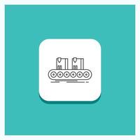 Round Button for Belt. box. conveyor. factory. line Line icon Turquoise Background vector