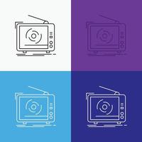 tv. ad. advertising. television. set Icon Over Various Background. Line style design. designed for web and app. Eps 10 vector illustration