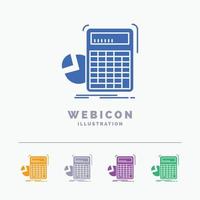 calculator. calculation. math. progress. graph 5 Color Glyph Web Icon Template isolated on white. Vector illustration