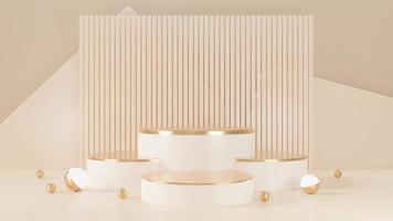 3D rendering of pink and gold pedestal podium,minimal podium blank space for beauty cosmetic product photo