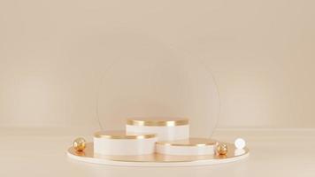 3D rendering of pink and gold pedestal podium,minimal podium blank space for beauty cosmetic product photo