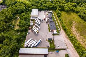 aerial view on old truck parking photo