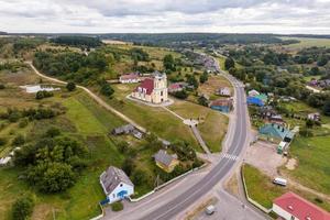 aerial view on baroque temple or catholic church in countryside photo