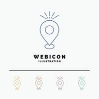 Location. Pin. Camping. holiday. map 5 Color Line Web Icon Template isolated on white. Vector illustration