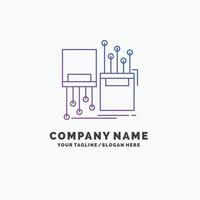 digital. fiber. electronic. lane. cable Purple Business Logo Template. Place for Tagline vector