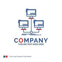 Company Name Logo Design For database. distributed. connection. network. computer. Blue and red Brand Name Design with place for Tagline. Abstract Creative Logo template for Small and Large Business. vector