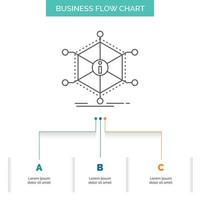 Data. help. info. information. resources Business Flow Chart Design with 3 Steps. Line Icon For Presentation Background Template Place for text vector