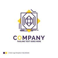 Company Name Logo Design For Abstract. core. fabrication. formation. forming. Purple and yellow Brand Name Design with place for Tagline. Creative Logo template for Small and Large Business. vector