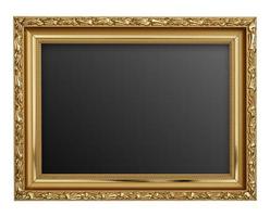 Gold picture frame isolated on white background photo