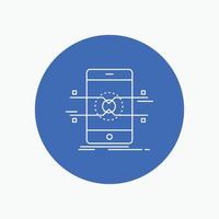Api. interface. mobile. phone. smartphone White Line Icon in Circle background. vector icon illustration