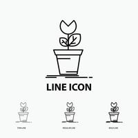 adventure. game. mario. obstacle. plant Icon in Thin. Regular and Bold Line Style. Vector illustration