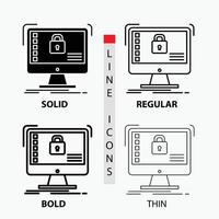 secure. protection. safe. system. data Icon in Thin. Regular. Bold Line and Glyph Style. Vector illustration