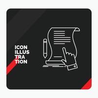 Red and Black Creative presentation Background for contract. document. paper. sign. agreement. application Line Icon vector