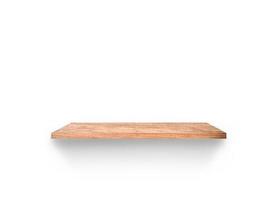 Front view of wooden shelf isolated on white background with clipping path for your product placement or montage photo