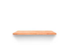 Brown wood shelf isolated on white background with clipping path for your product placement or montage photo