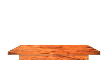 Top view of wooden table isolated on white background with clipping path photo