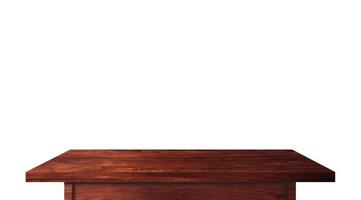 Empty rustic wood table isolated on white background with copy space for product. clipping path photo