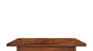 Empty rustic wood table isolated on white background with copy space for product. clipping path photo