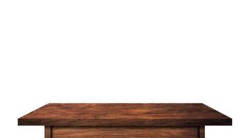 Empty rustic wood table isolated on white background with copy space for product. clipping path photo