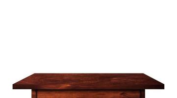 Empty rustic wood table isolated on white background with copy space for product. clipping path photo