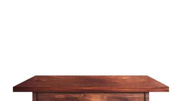 Empty rustic wood table isolated on white background with copy space for product. clipping path photo