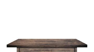 Top view of wooden table isolated on white background with clipping path photo