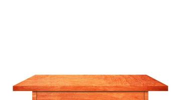 Top view of wooden table isolated on white background with clipping path photo